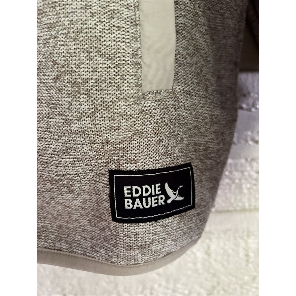 Eddie Bauer Men's 2XL Pullover Sweater Beige Warm Fleece Quarter Snap Pockets - Picture 11 of 16